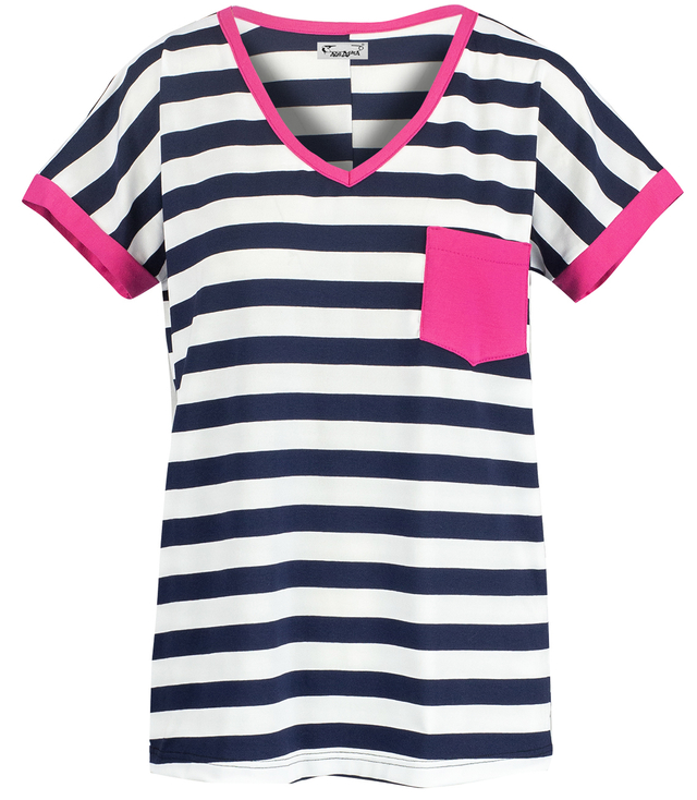 Striped short-sleeved T-shirt with a MIRACLE pocket