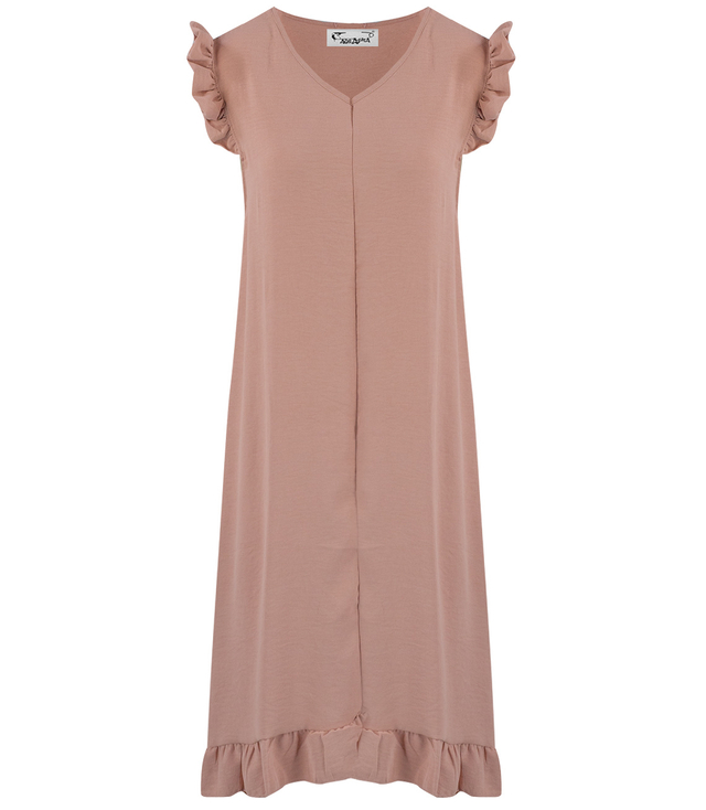 Loose, oversize summer midi dress with ruffles, HONEY