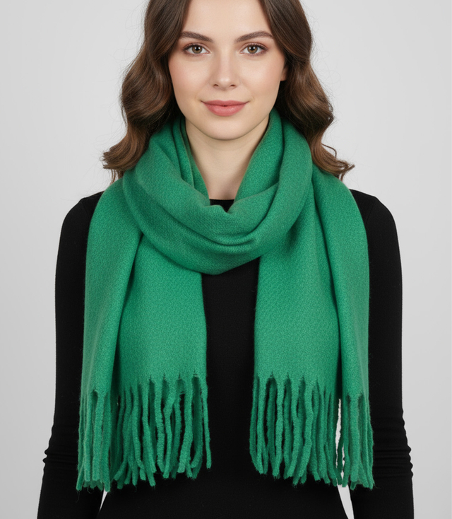 Elegant scarf with tassels in one color