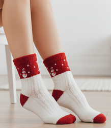 Women's Christmas alpaca socks - long, warm