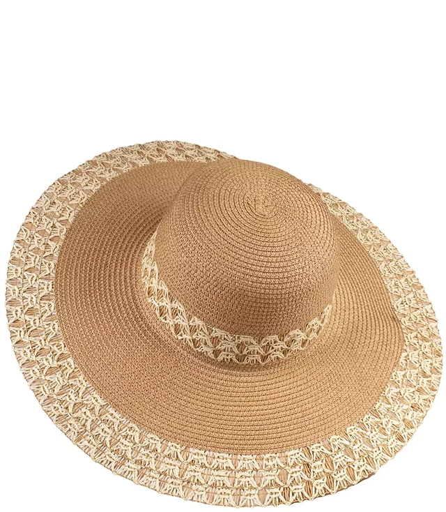 Fashionable large braided openwork hat