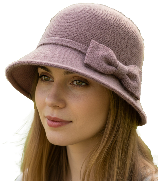Women's cloche hat with bow