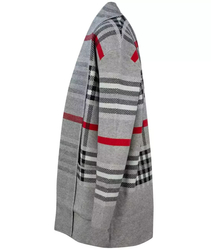 WARM Sweater. Checkered cardigan overlay