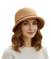 Women's hat with decorative strap and buckle