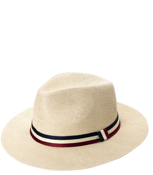 Men's Panama hat with three-color stripe