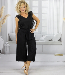 Women's cotton culotte pants, wide leg CAMILLA