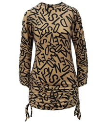 Velor mini dress with ruffle print