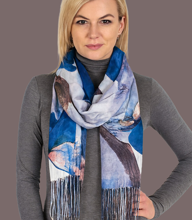 Square shawl scarf for women with tassels AGRAFKA