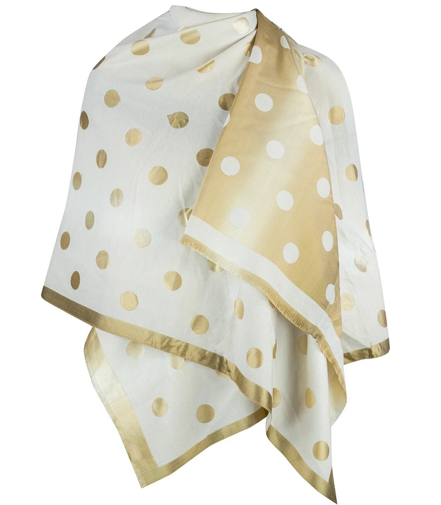 Elegant double-sided scarf with gold thread and pea pattern
