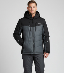 Men's quilted jacket with hood winter two-tone jacket