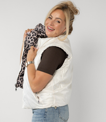Short double-sided sleeveless smooth and leopard print NORA