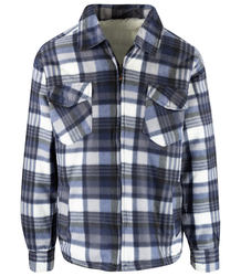 Warm fleece checked men's shirt insulated with faux fur