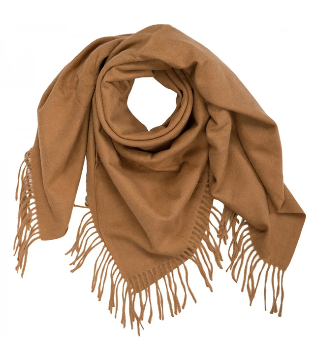One-color shawl shlik scarf with fringe GRACE