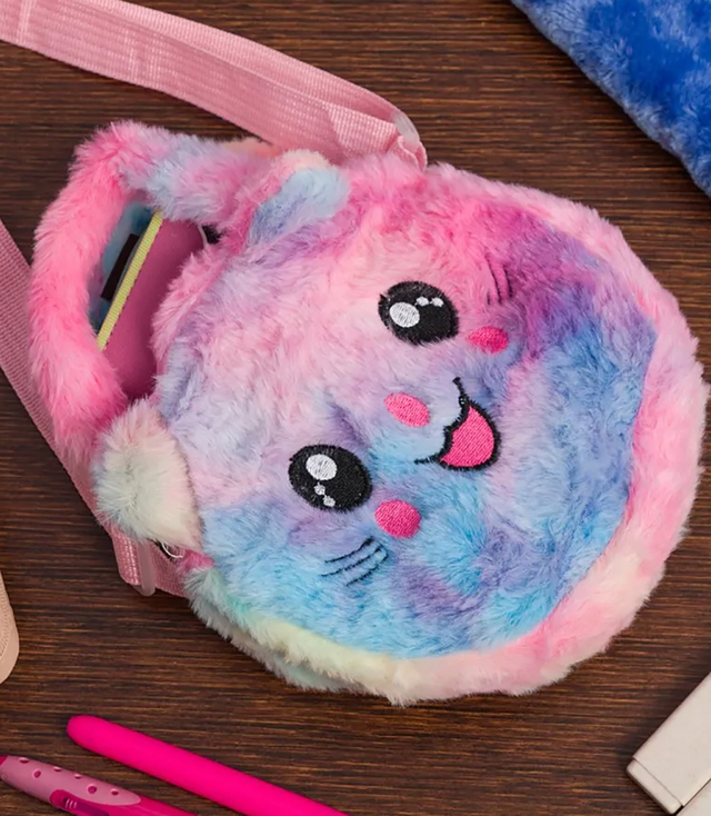 Children's round plush bag with smiley face Round