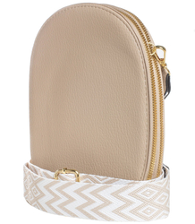 A small, stylish mini clutch bag with 3 compartments and 2 straps