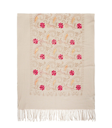 Women's folklore scarf with flower motif and tassels