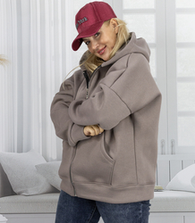 Warm women's sweatshirt one-color basic with hood BROOKLYN