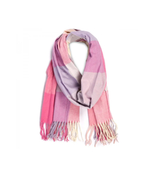 Women's checkered fringed scarf 190x80