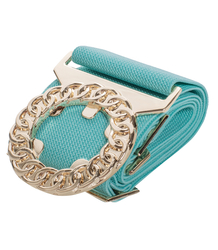 Women's belt with gold lion adjustable elastic