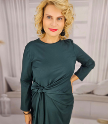 Elegancka ołowkowa sukienka midi  z szarfą w pasie PAMELA
