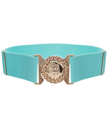 Women's belt with gold lion adjustable elastic