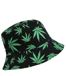 Reversible BUCKET HAT with leaves print