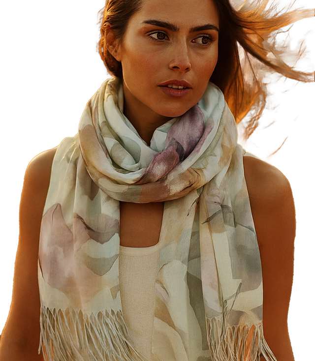 Women's floral pattern scarf 180x70