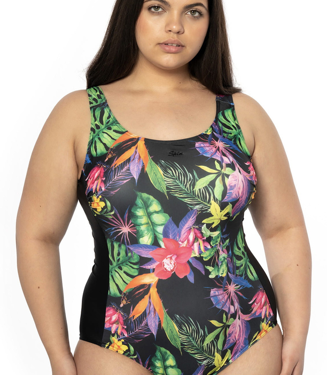 Classic one-piece swimsuit with patterns