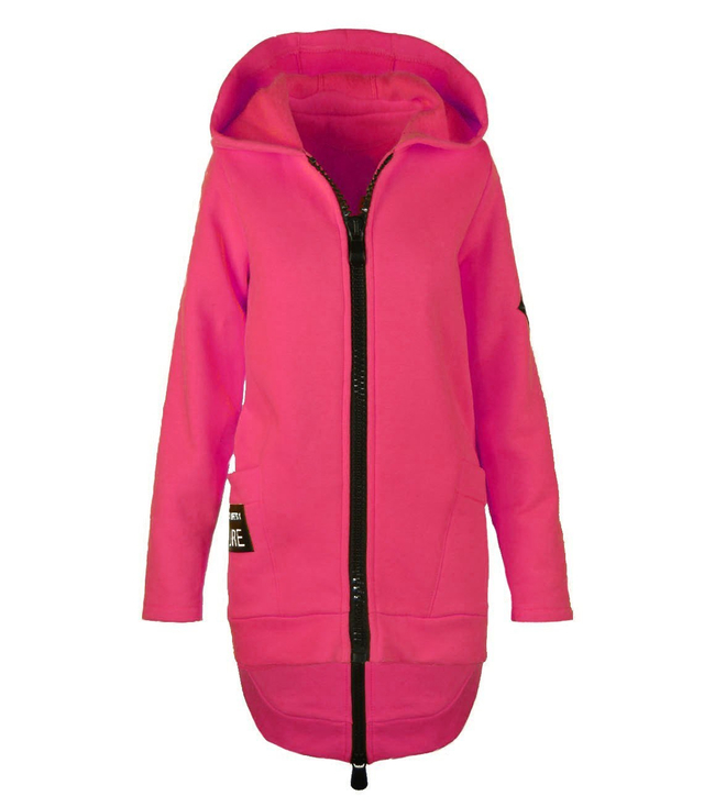 Długa bluza damska z kapturem parka gruba ciepła