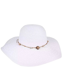 Women's straw hat with pebbles large brim