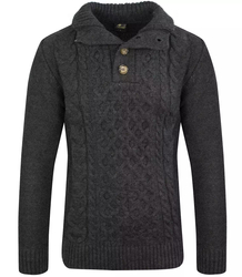Men&#39;s Chunky Wool Turtleneck Braids Sweater