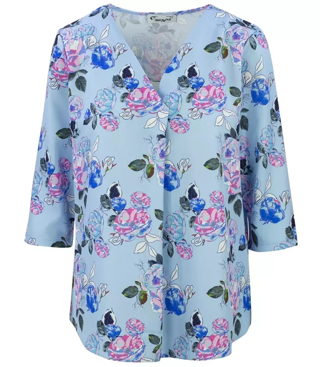 Luźna bluzka koszula print nadruk kwiaty Elegancka