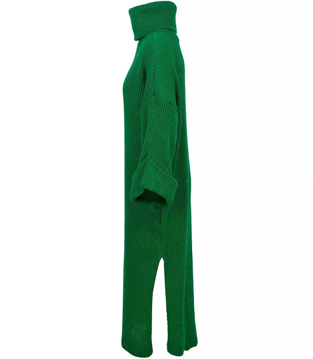 Ribbed MAXI turtleneck sweater dress