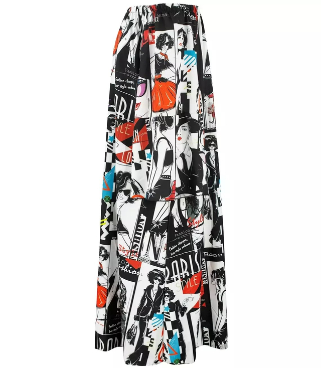 Midi dress spanish print pop art newspaper