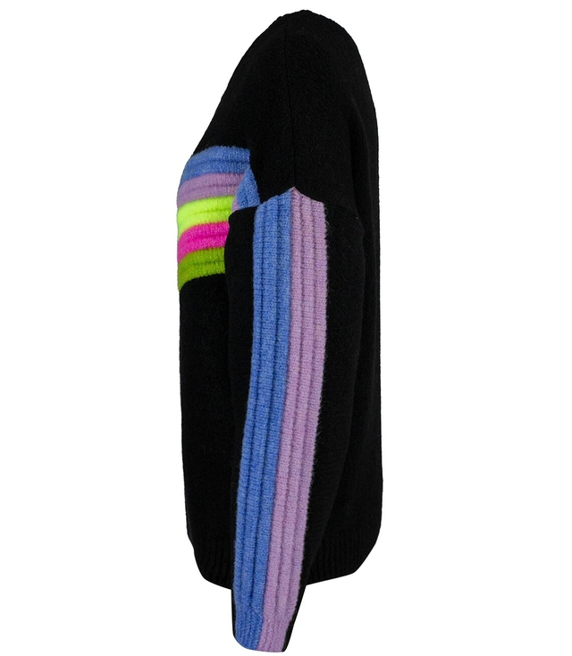 Warm women's sweater with colorful stripes in wool JULIA