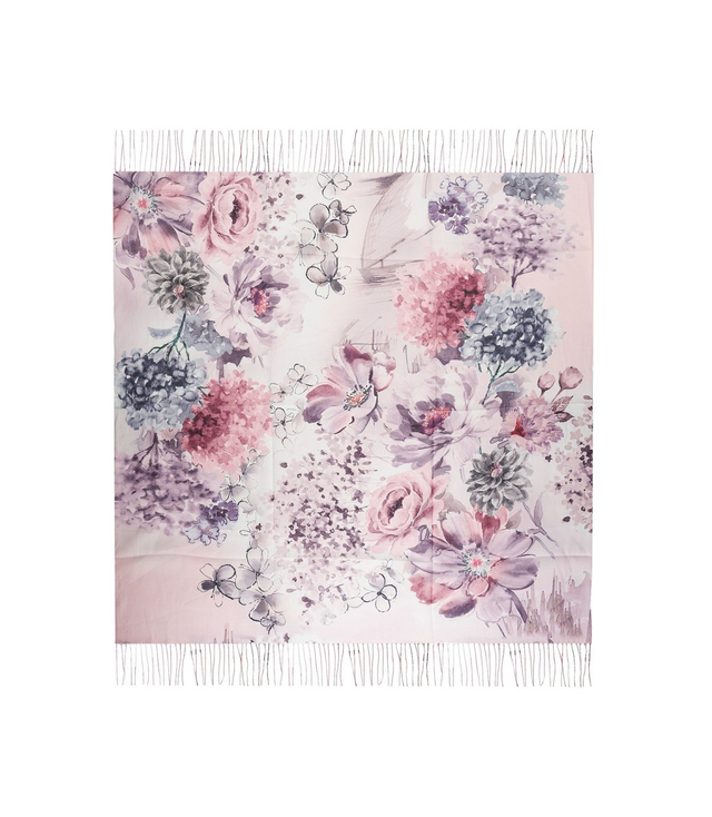 Women's scarf with floral pattern 100x100