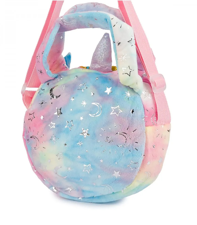 Children's round plush bag with unicorn