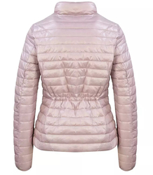 Short transitional quilted jacket with a stand-up collar