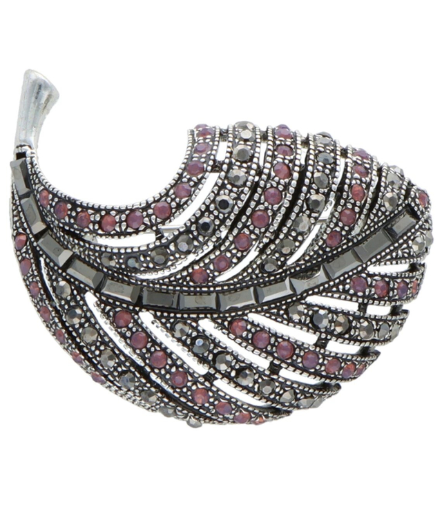 Brooch with zircons Leaf Elegant Beautiful Decorative Safety Pin