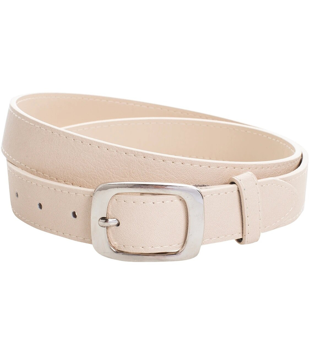 Smooth women's eco leather belt with silver buckle 3 cm