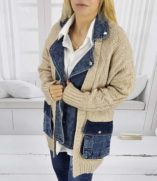 JENNY sweater jacket denim inserts