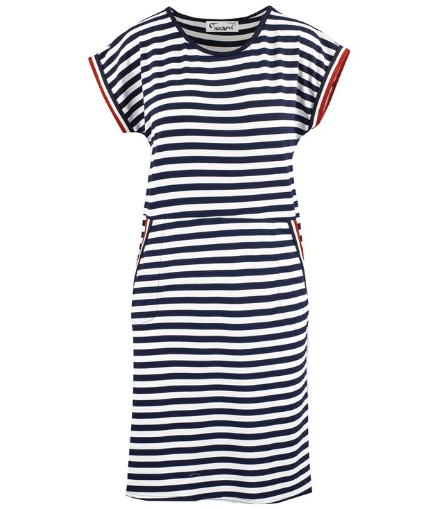 Midi nautical striped dress with contrasting inserts SABINA