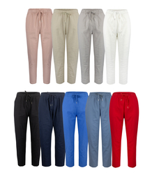 Women's trousers made of delicate cotton, tapered, tied at the waist LENA