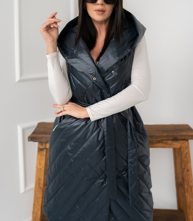 Women's Long Warmer Hooded Vest Tiered