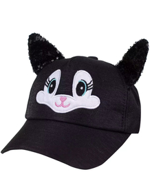 Children's hat with a cat and sequins visor