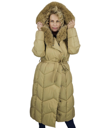 Long quilted winter warm coat with hood KELLY