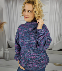 Ciepły melanżowy sweter półgolf damski oversize HANNA