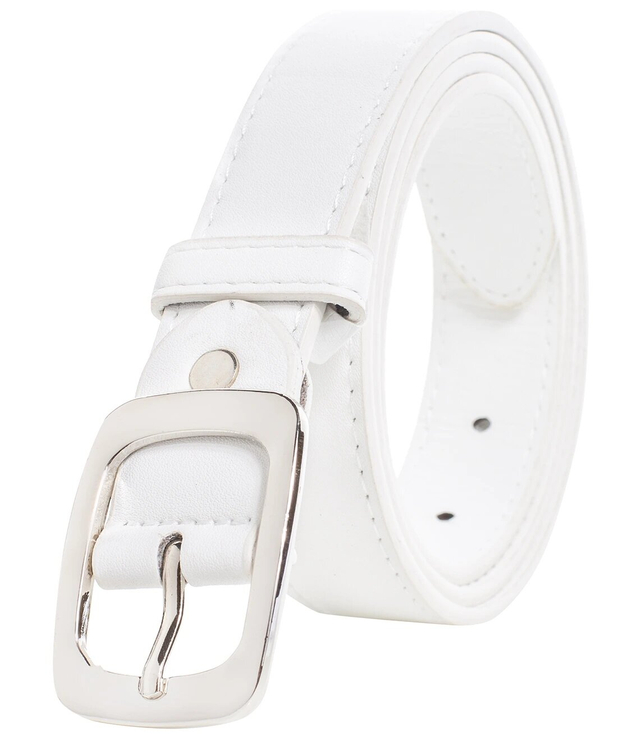 Smooth women's eco leather belt with silver buckle 3 cm