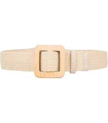 Pleciony pasek damski z drewnianą klamrą