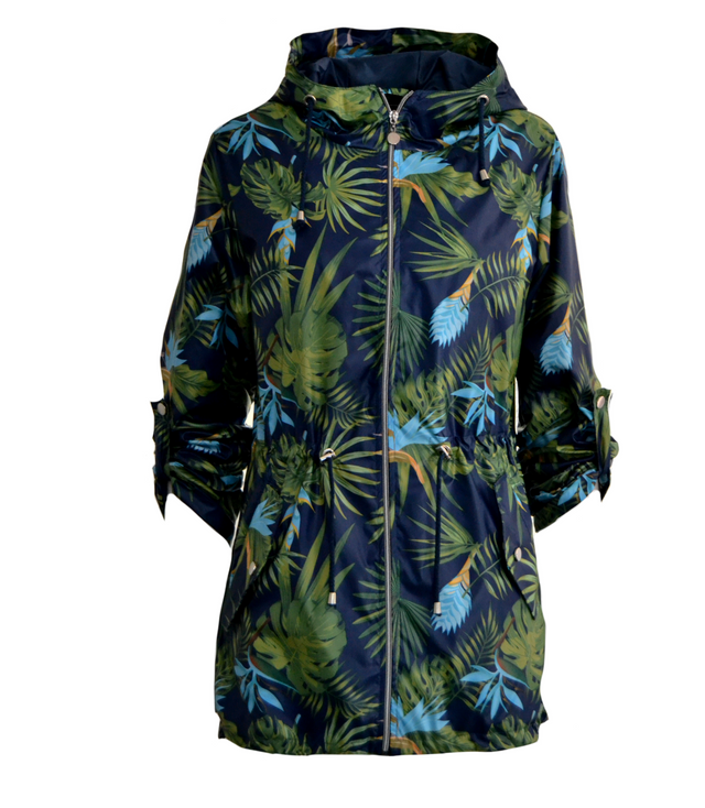 Lightweight short windbreaker parka jacket leaves